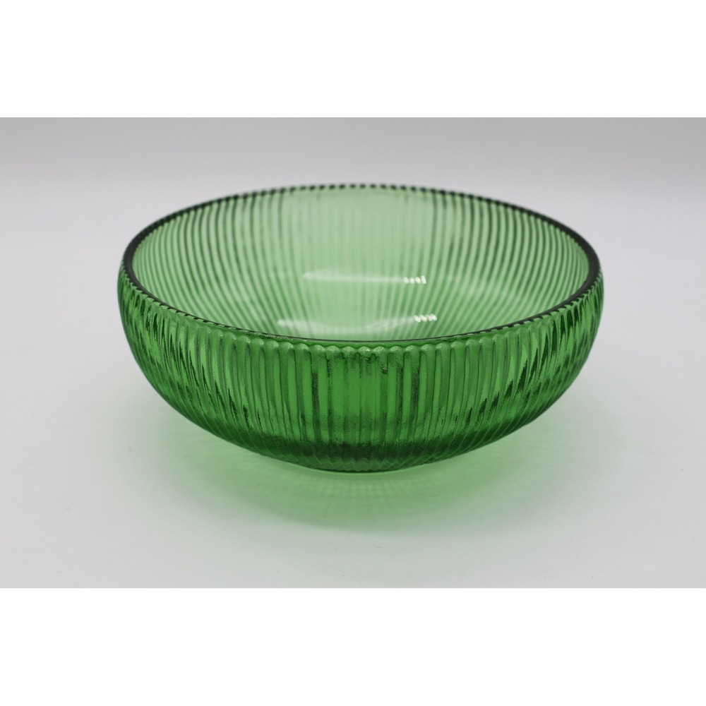 Vtg EO Brody Co 60s MCM Collectible Emerald Green Ribbed Glass Bowl